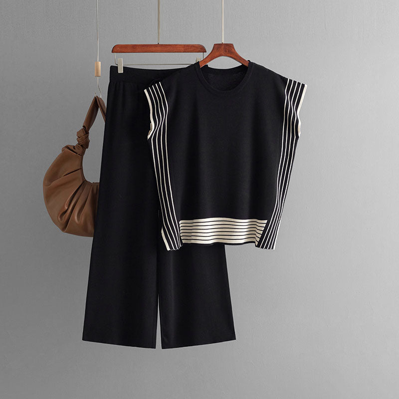 Round Neck Loose Two Piece Knitted Set