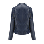 Faux Leather Collared Slim-Fit Jacket