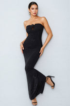 Maisie Beaded Floral Sheath Maxi Dress