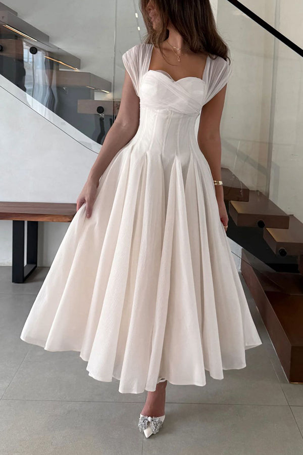 Elegant Sleeveless Waist-cinching Tulle Full-hem Maxi Dress