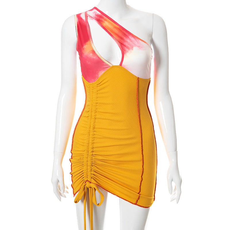 Zulema Chic Women's Asymmetrical Mini Dress with Colorful Gradient and Ruffles Elevated Occasion Wear