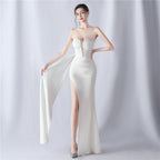 Sexy Strapless Solid Formal Gown