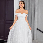 Off Shoulder Evening Dress Elegant Wedding Dress
