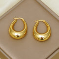 Gold Plated Hollow U-Shaped Oval Brass Earrings