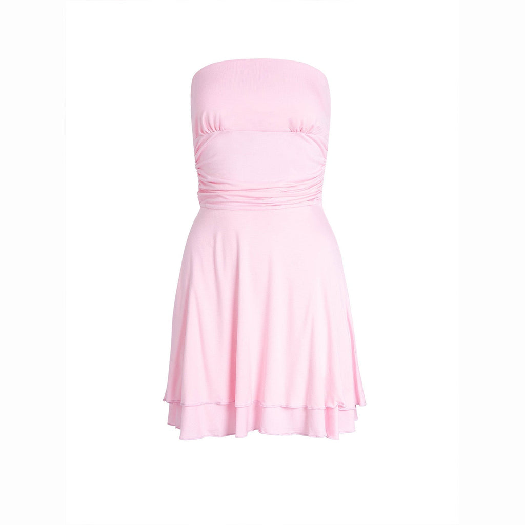 Mila Y2K Pleated Tube Mini Dress