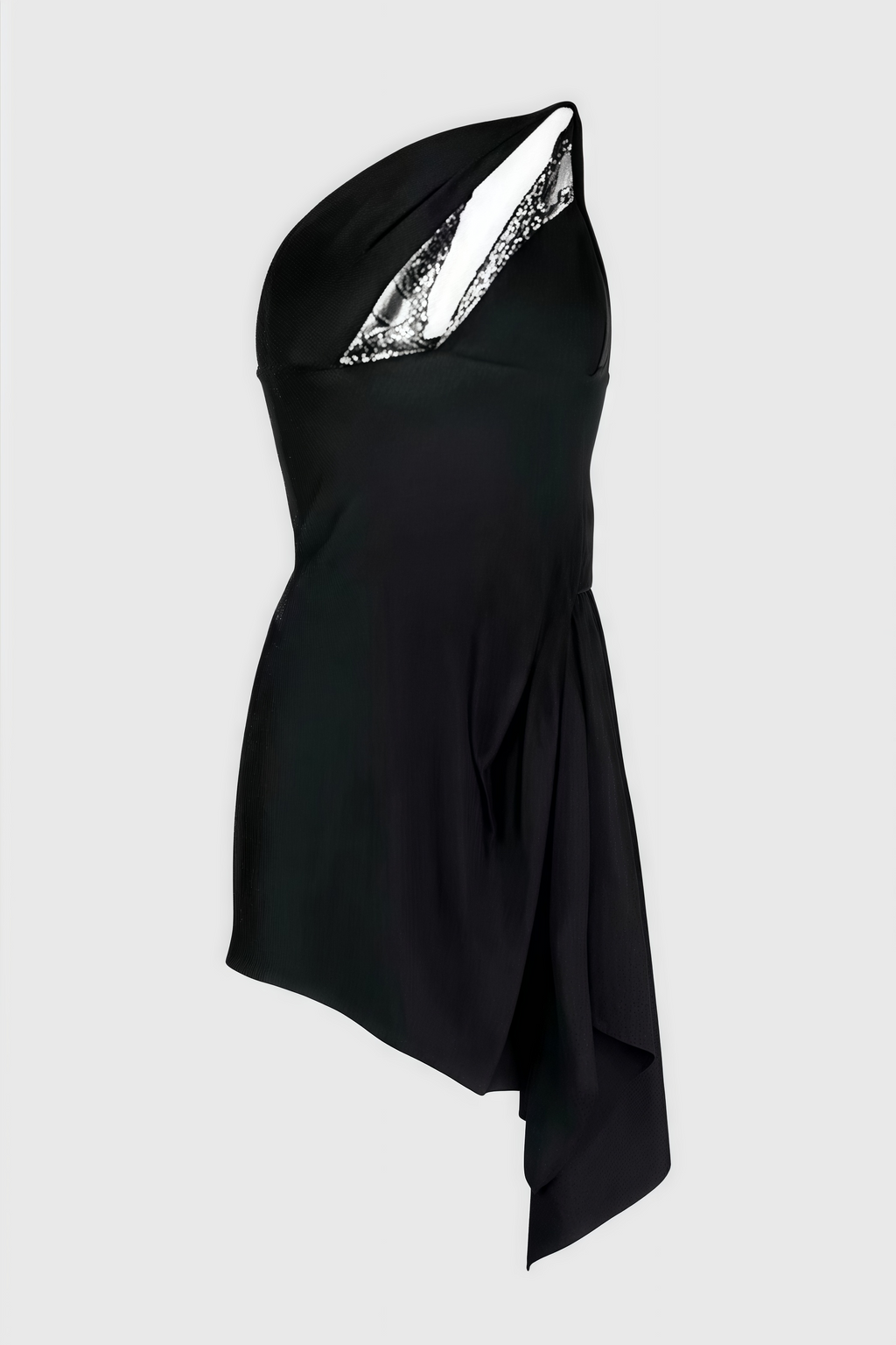 Miroa Slant Shoulder Lace Cutout Mini Dress