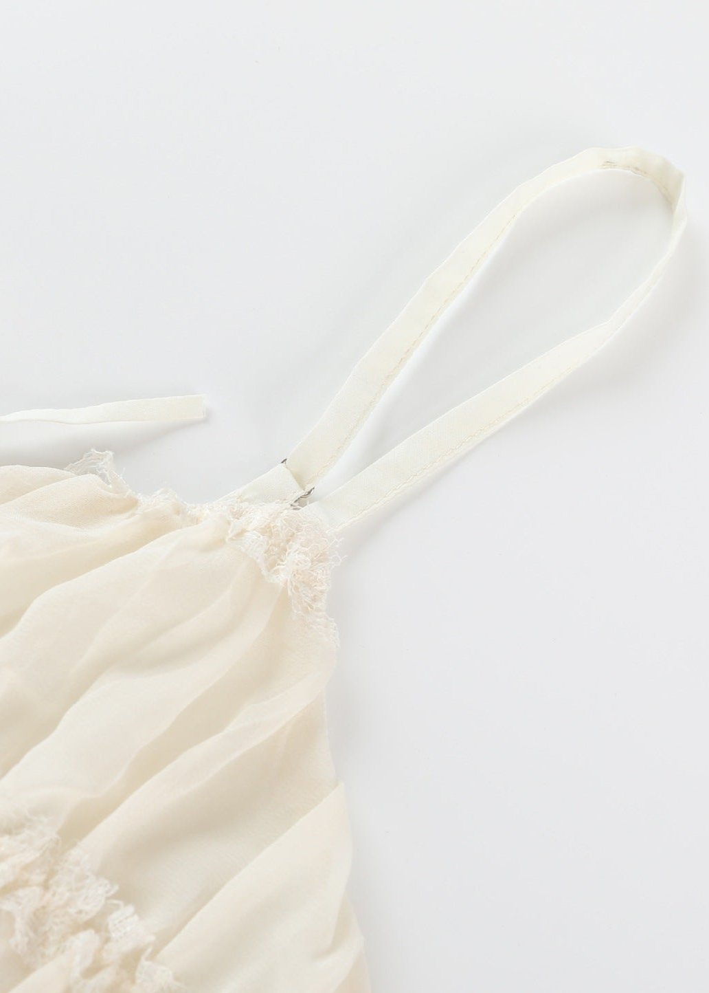 Spaghetti Strap Ruffle Trim Tiered Bow Front Maxi Dress