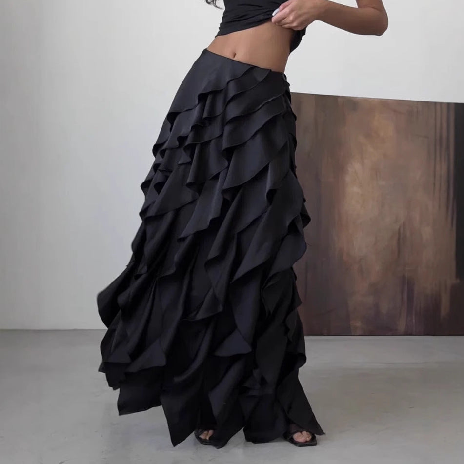 Mercedes Statement Women's Evening Dress with Flowing Ruffle Details Elevated Occasion Wear