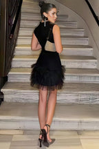 Lami Solid Black Sleeveless Mini Dress