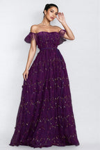 Vesper Purple One Shoulder Floral Maxi Dress
