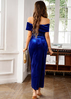 Velvet Off-the-shoulder Cocktail Dress