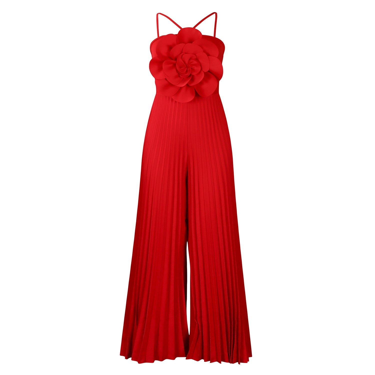 Floral Solid Color Wide Leg plus Size Jumpsuit