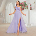Purple Gown Bridesmaid Dress One-Shoulder Evening Dress