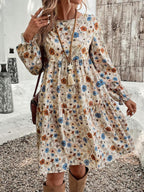Pilar Chic Women's Floral Dress with Romantic Cut and Long Sleeves Boutique Collection