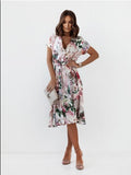 Wanda Exclusive Women's Floral Midi Wrap Dress Premium Wardrobe Essential