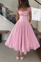 Elegant Sleeveless Waist-cinching Tulle Full-hem Maxi Dress