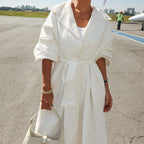 Solid Color Long Sleeve Trench Coat