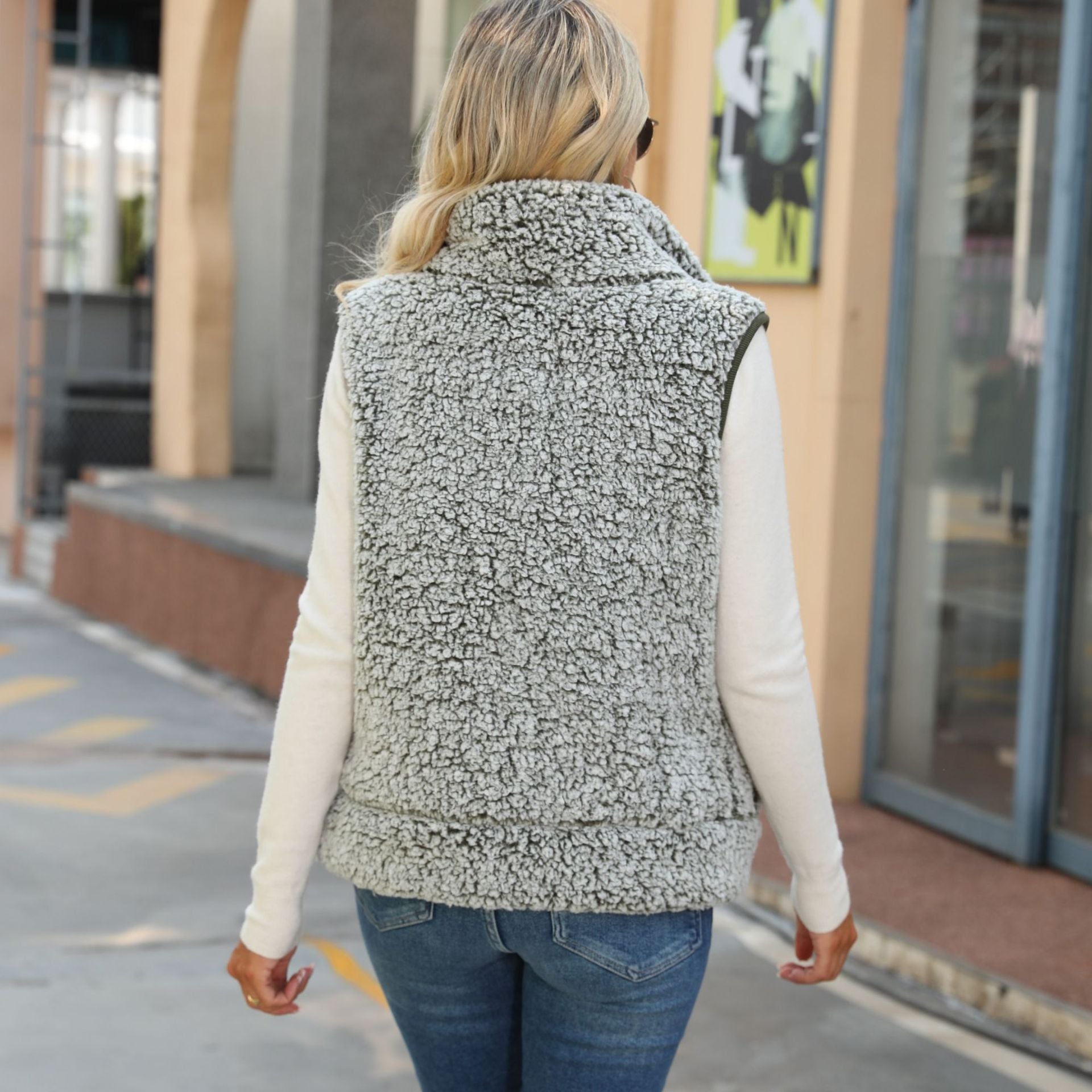 Bubble Velvet Long Sleeve Vest Jacket