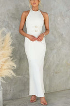 Sexy Backless Halter Neck Slim Waist Maxi Dress