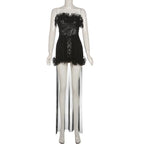 Ruffle mesh corset lace up mini dress  | Festival Outfits Women