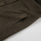 Brown Suede Long Sleeve Long Coat