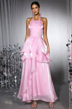 Reem Pink Ruffled Maxi Dress