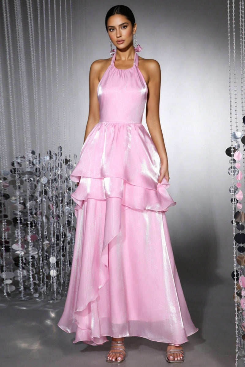 Reem Pink Ruffled Maxi Dress