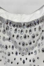 Kania White Long Sleeve Beaded Maxi Dress