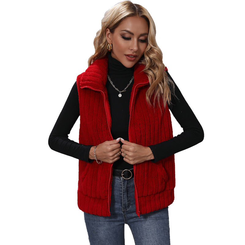 Striped Plush Casual Jacket