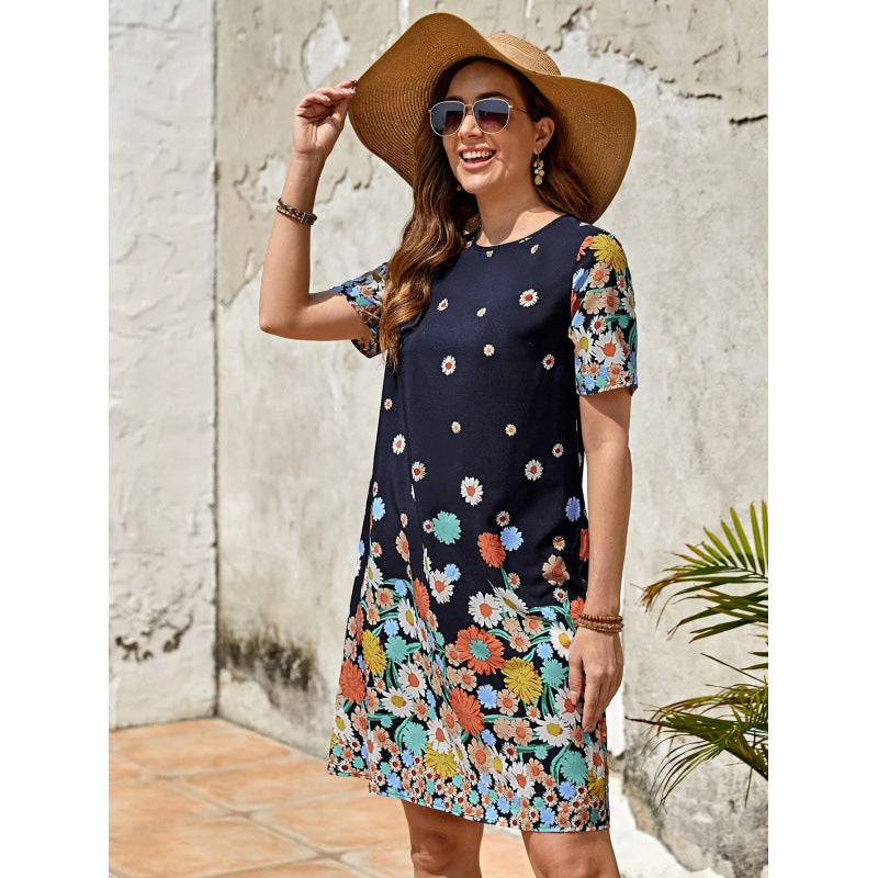 Natalia Aesthetic Women's Flower Shaped Summer Dress with Charming Short Sleeve Design Chic Silhouette Collection