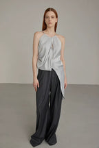 Black Wide-Leg High-Waist Trousers