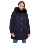 Fleece Lined Parka Coat with Fur Trims