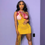 Zulema Chic Women's Asymmetrical Mini Dress with Colorful Gradient and Ruffles Elevated Occasion Wear