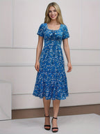 Cecilia Minimalist Women's Floral Pleated Maxi Dress Designer Edit