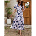 Violeta Aesthetic Women's Floral Wrap Midi Dress Everyday Luxe Edit