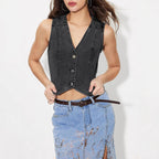 Denim V-neck Vest Top