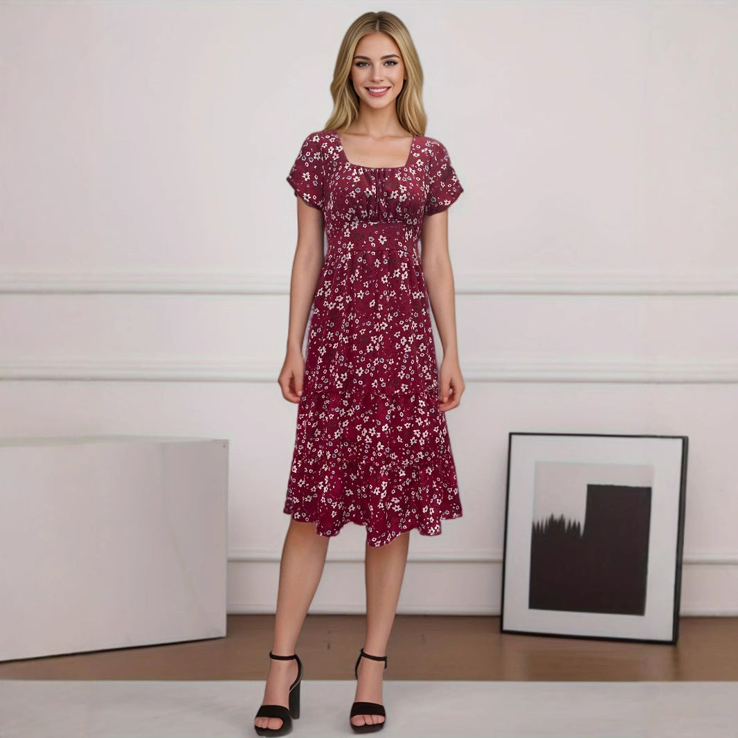 Cecilia Minimalist Women's Floral Pleated Maxi Dress Designer Edit