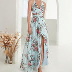 Xara Luxe Women's Floral Design High Slit Maxi Dress Chic Silhouette Collection
