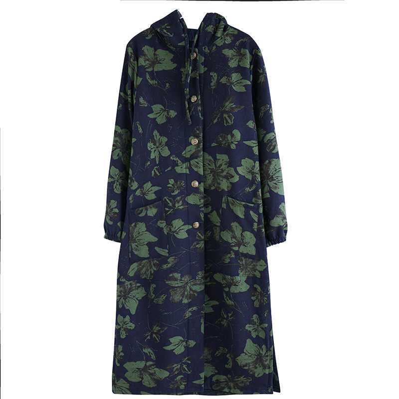 | Long cotton winter coat with hood