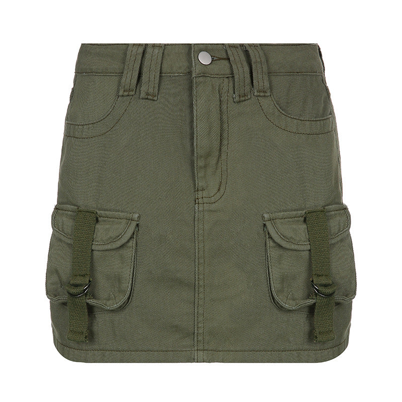 Solid Color Low Waist Slim Fit Skirt