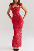 Consonak women's backless slim fit floral long dress
