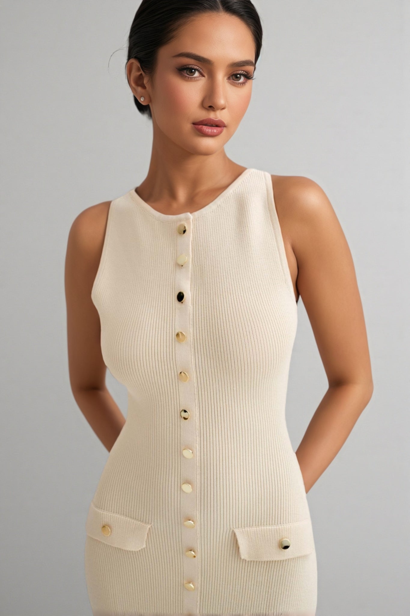 Leli Sleeveless Button Down Maxi Dress