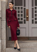 Rib Knit Polo Collar Button Front Contrast Trim Ruffle Cuff Mock Pocket Midi Dress