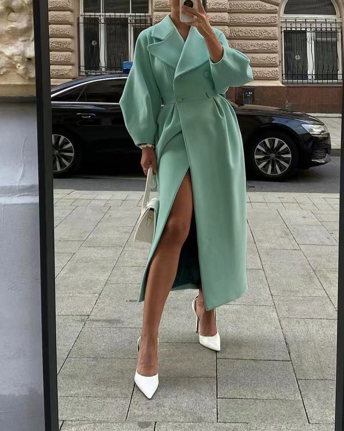 | Coat with Puff Sleeves and Lapels