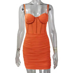 Mesh Corset Bodice Sweetheart Ruched Bodycon Mini Dress