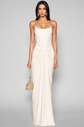 Tovarl White Plunge Fishbone Maxi Dress
