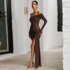 Juana Boutique Women's Asymmetric Wrap Dress with Ruffles and Long Sleeves Elevated Occasion Wear