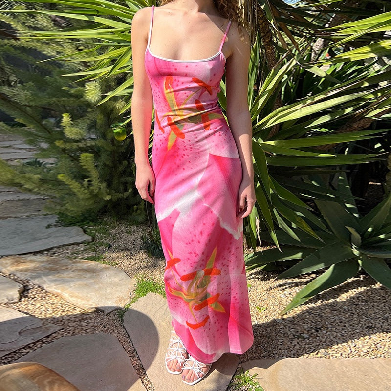 Denisse Premium Women's Floral Spaghetti Strap Maxi Dress Boutique Collection