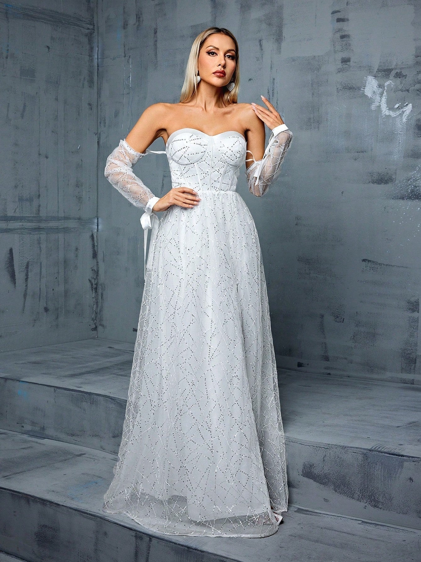 Off Shoulder Evening Dress Backless Slit Dress Special Occassion