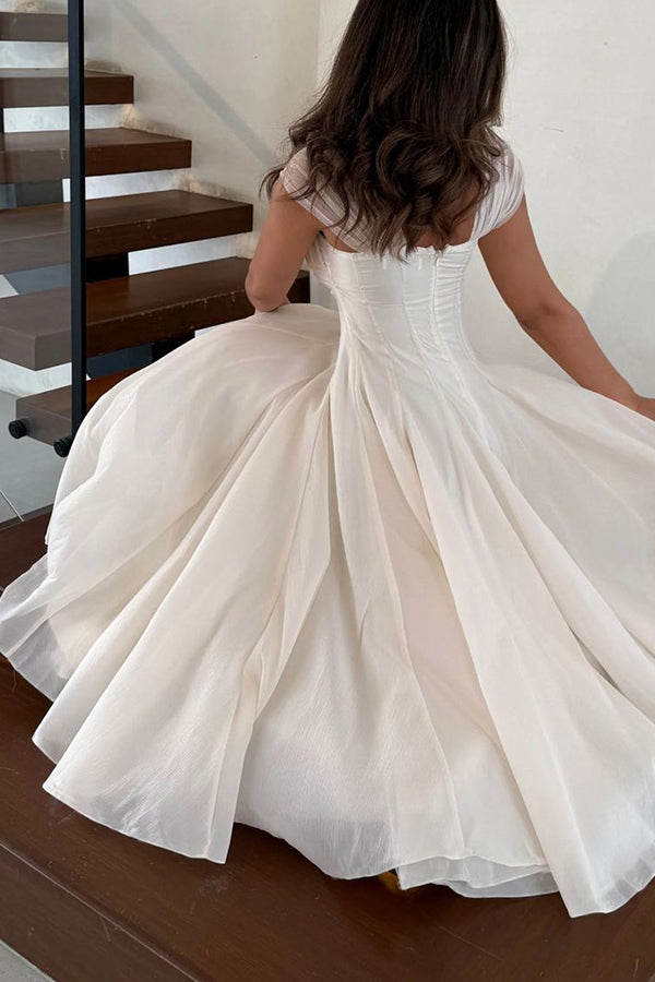 Elegant Sleeveless Waist-cinching Tulle Full-hem Maxi Dress